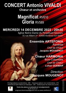 Concert Vivaldi Mercredi 14 décembre 2022